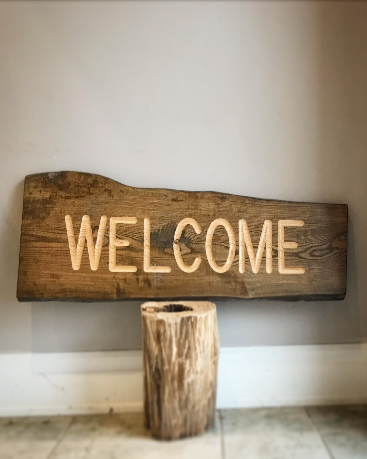 Welcome Sign : Classic Collection :  Engraved in Ash Wood : Horizontal
