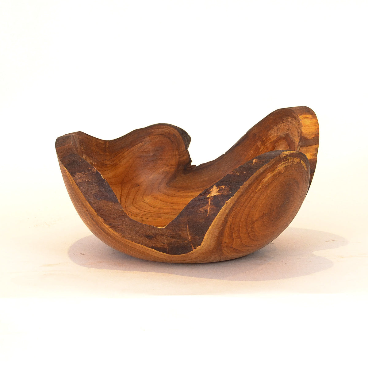 Natural Edge Wood Turned and Carved Bowl: Four Peaks