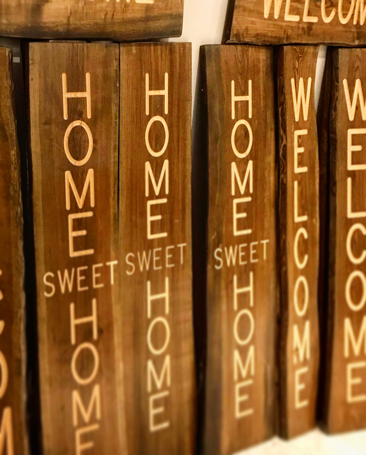 Home Sweet Home Sign : Classic Collection : Engraved in Ash Wood : Vertical