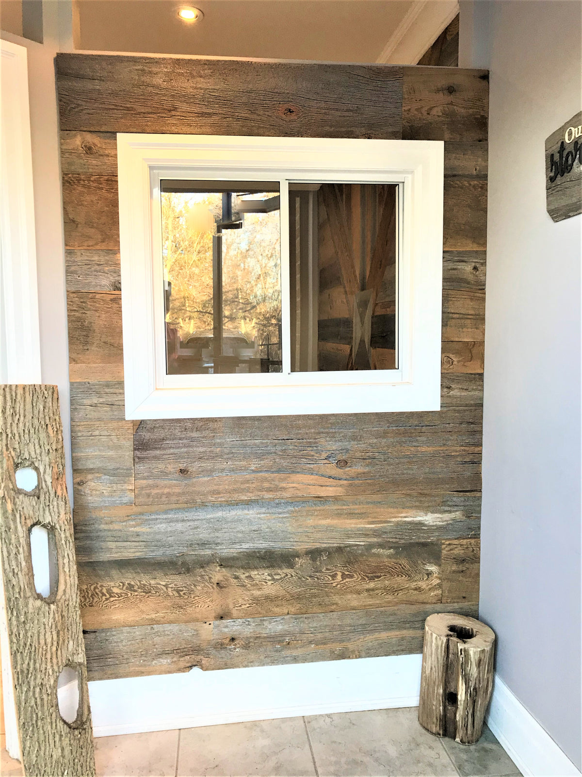 Barn Wood Wall Paneling: Brushed Weathered Board  - Installation Available