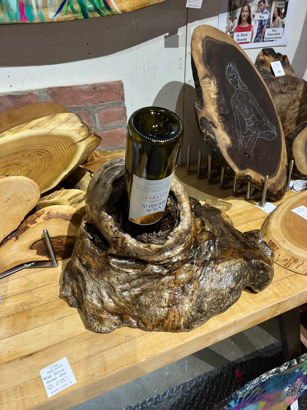 Wine Bottle Holder - Unique Burl
